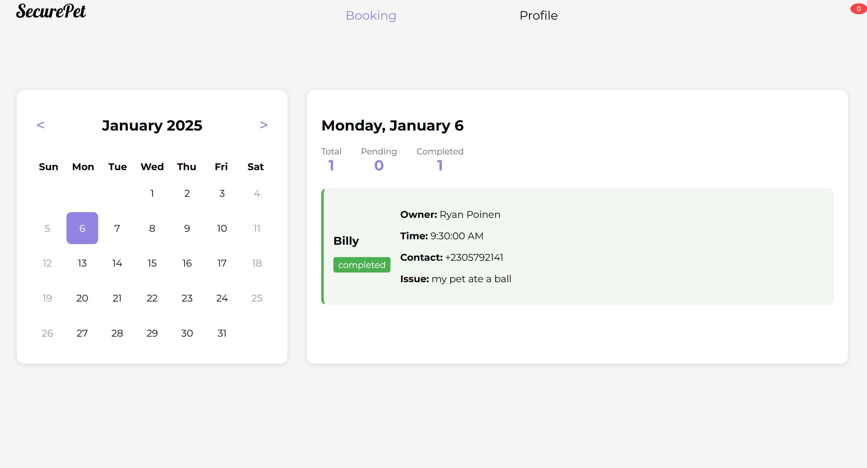Vet booking